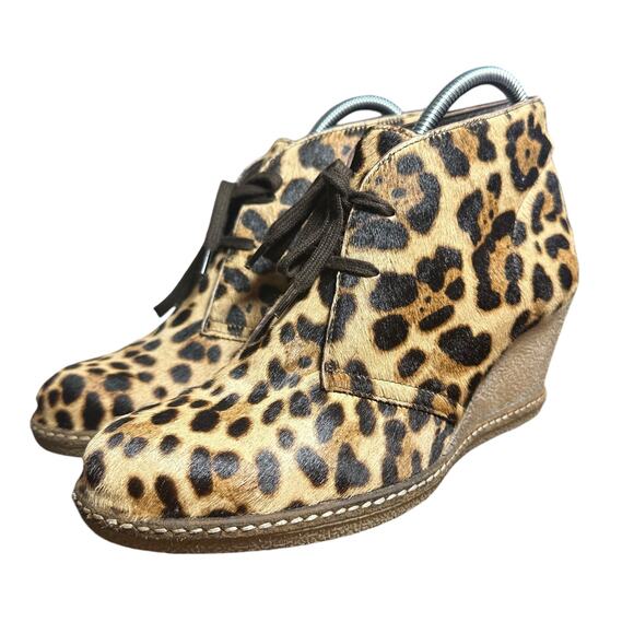 J.Crew Macalister Leopard Calf Hair Wedge Booties - Size 7 - Picture 7 of 10